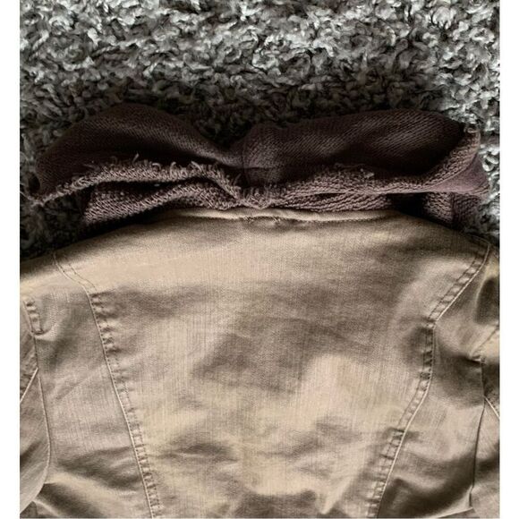 b5 Free People brown Boho Foated Drape Front Moto Jacket Coat sz 4 - Picture 8 of 9